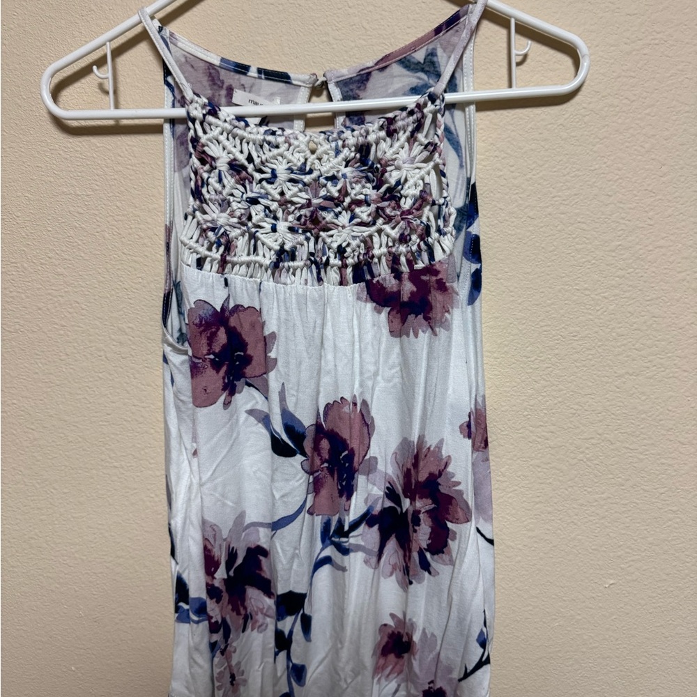 Maurices Floral Tank Top - Purple and White